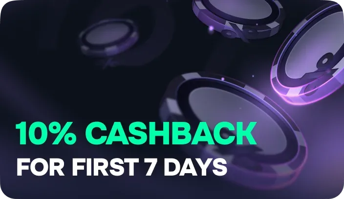 DegenCity 10% cashback for the first 7 days promo banner