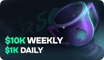 DegenCity leaderboard banner with $10K weekly and $1K daily prize pools